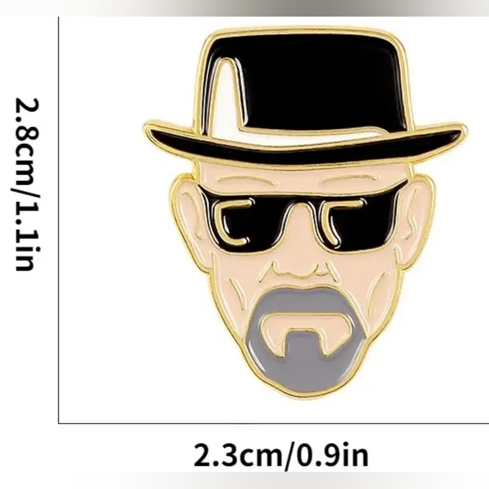 Walter White Heisenberg Breaking Bad Lapel Pin Brooch Enamel Metal Collectible - Picture 2 of 3